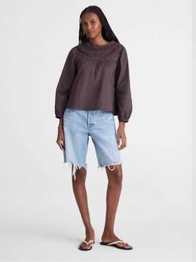 Madewell Lace Insert High Neck Top